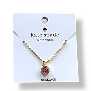 Kate Spade You’re a Gem Pink Crystal Pavé Halo Pendant Necklace NWT